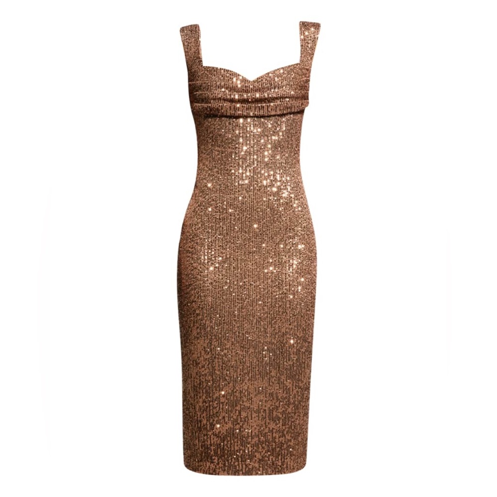 Badgley Mischka Sequin Sweetheart Sheath Dress